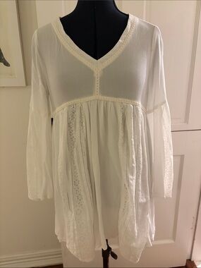 Staccato White Lace-Trim Mini Dress